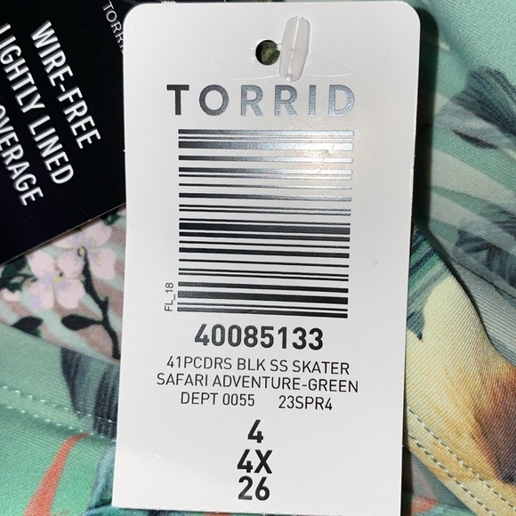 TORRID one piece swimwear swim dress skater safari print lace trim NEW size 4X - Picture 10 of 13